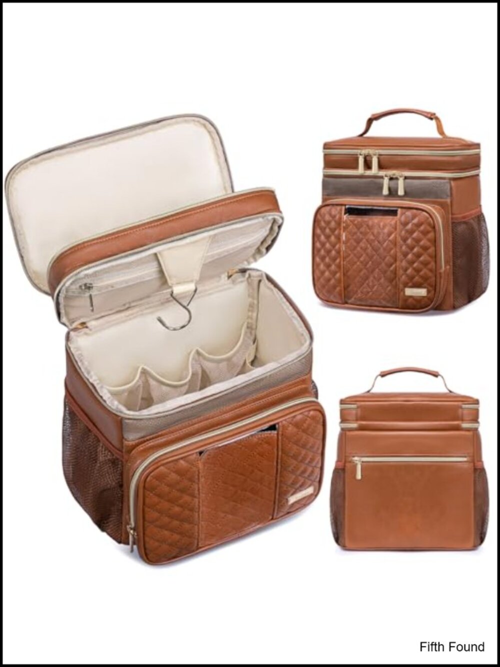 Large Leather Toiletry Bag Women Men Hanging Shower Caddy